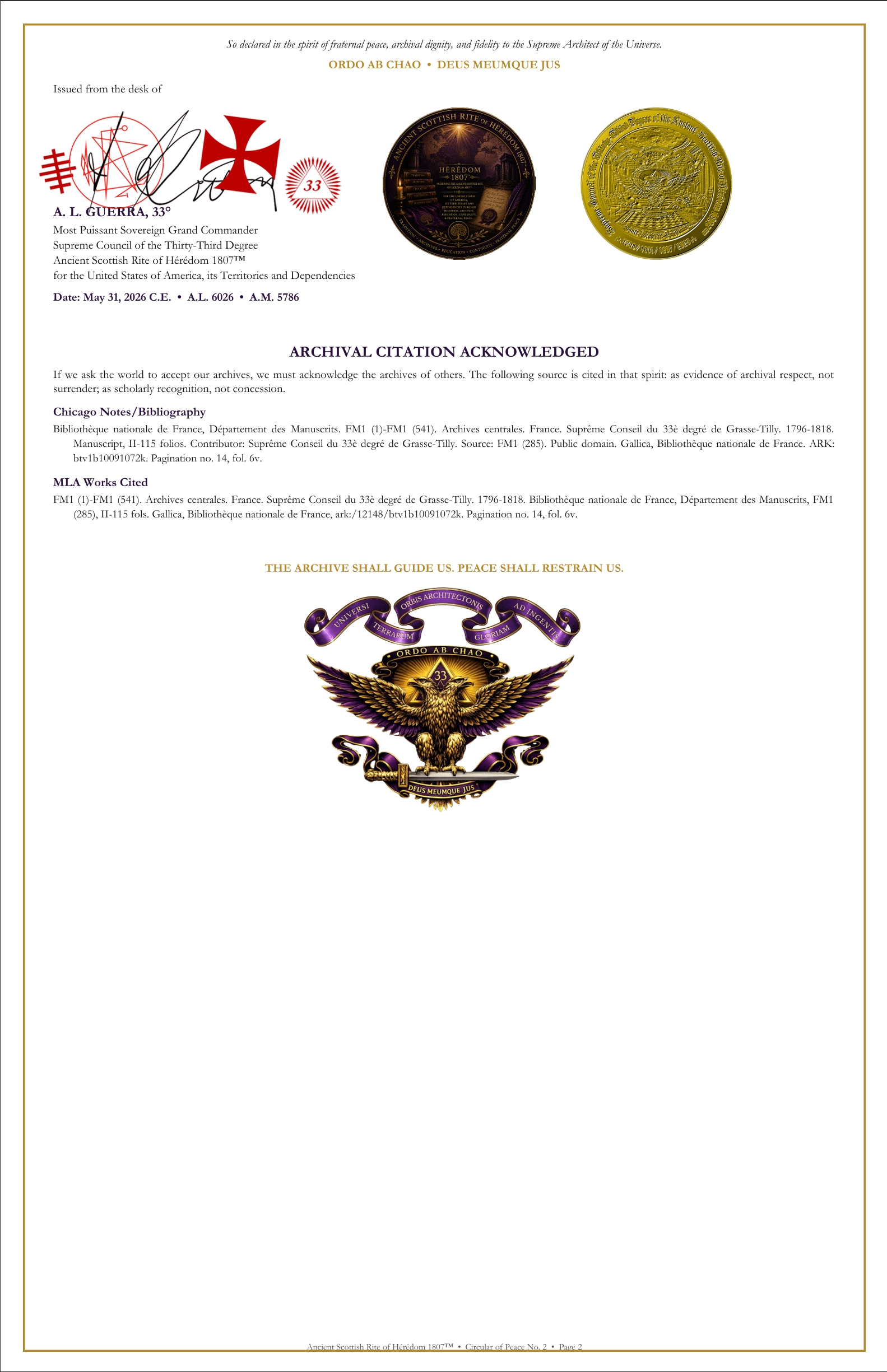 Circular of Peace No. 2 to the Two Hemispheres, page 2
