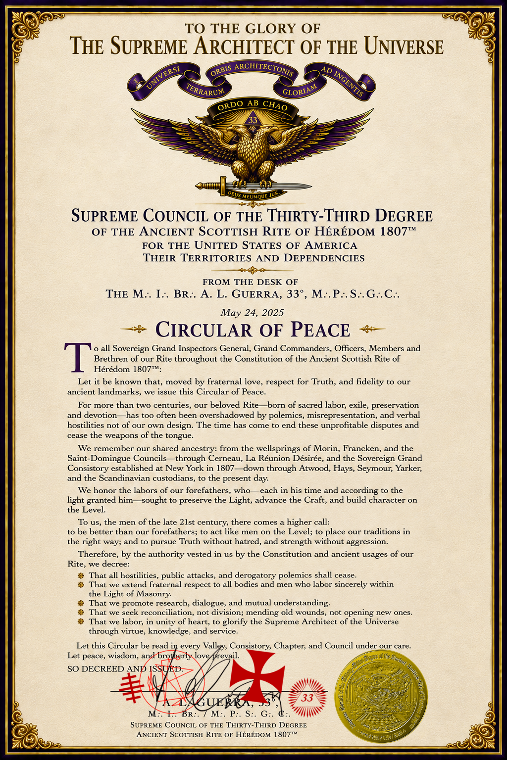 Circular of Peace dated May 24, 2025